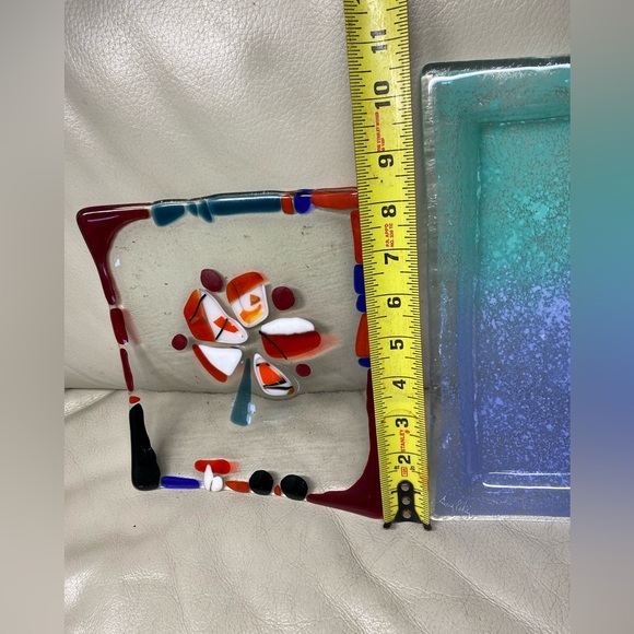 Fused art glass plates and bowl set of 4 - Picture 9 of 16